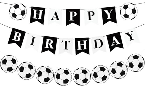 DazzJoy Happy Birthday Girlande Fußball, Happy Birthday Banner, Geburtstagsdeko Fussball Banner, Girlande Geburtstag Fußball Deko, Fussball Geburtstag Girlande, Geburtstagsgirlande Fußball Party Deko