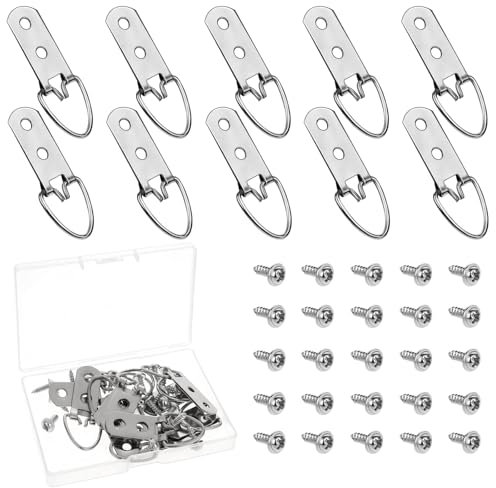 10 Stück Robuste Bildaufhänger für Bilder D-Ring Bildaufhänger Doppelloch Bilderaufhänger mit Schrauben Zum Aufhängen von Bilderrahmen, Fotos, Kunstwerken, Uhr