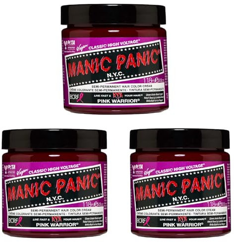 Manic Panic Pink Warrior Cruelty Free, vegetariano e vibrante, 3 x 118 ml