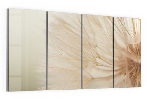 DEQORI Glasbilder Echtglas | Motiv Zarte Natur | horizontal 4-teilig 4x30x60 cm | große XXL Deko | Wandbilder für Wohnzimmer, Schlafzimmer, Flur & Küche | moderne Wanddeko