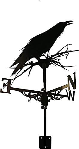 CDZYMY Girouette, Girouette de Ferme Girouette en métal Ornement Indicateur de Direction du Vent Piquet de Jardin Girouette Outil de Mesure (Couleur : Corbeau) (Corbeau)