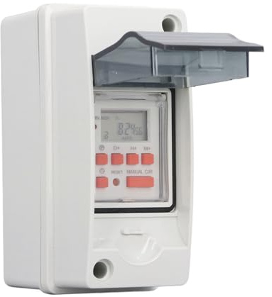 Zeitschaltuhr, Programmierbare LCD-Anzeige, Digitale Zeitschaltuhr mit Wasserdichter Box, 7 Tage, 28 EIN-Aus-Zeitpläne, für Poolpumpen, Heizungen, Filter, Lichter