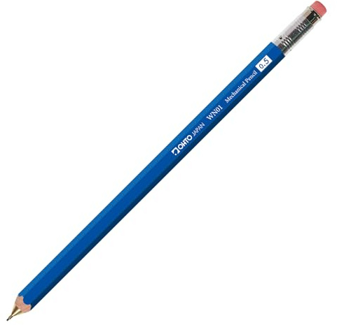 OHTO WN01 Wooden Mechanical Pencil, 0.5mm Fine Point, Standard Long Barrel, Blue Body, Made from Incense Cedar, WN01-SP5-BL
