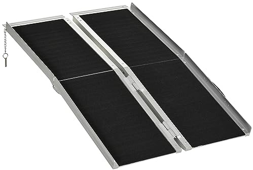 HOMCOM Rampa para Sillas de Ruedas Plegable, 122 cm, Carga 270 kg