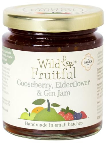 Wild & Fruitful Gooseberry, Elderflower & Gin Jam - 227g Jar | Tart Gooseberries & Floral Elderflower | Hand Made in Cumbria