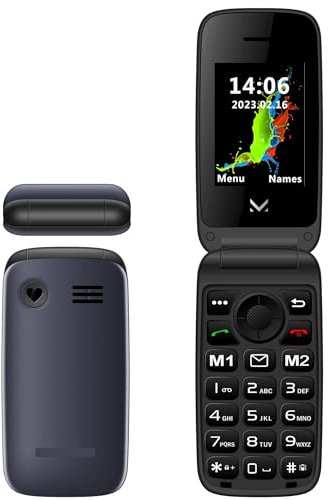 Majestic SILENO 42 FLIP CB – Senior phone display 2.4”, Dual SIM, wireless audio, fotocamera, flip attivo, tasto SOS, Base di ricarica, Blu