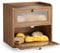 BugyKido Scatola per il pane in legno a 2 strati, grande scatola per conservare il pane e organizzare la cucina, Multifunzionale, 36,5 x 34,5 x 24 cm (Marrone)