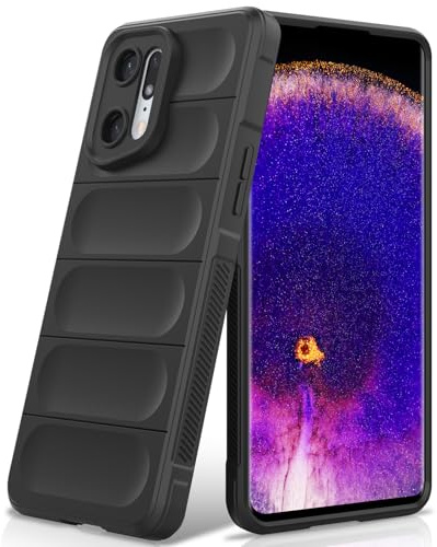 BonYonka Silikon Hülle für Oppo find X5 Pro, Schwarz | Stoßfestes Wellenmuster Design, Kratzfestes Mikrofaser Innenfutter, Rundumschutz Schutzhülle mit Kameraschutz