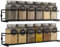Gewürzregal Wand, 2er Set Gewürz Organizer Ohne Bohren, Gewürzhalter Hängend aus Metall mit Selbstklebende und Schrauben für Gewürzdosen, Küchenschrank, Speisekammertür(Schwarz)