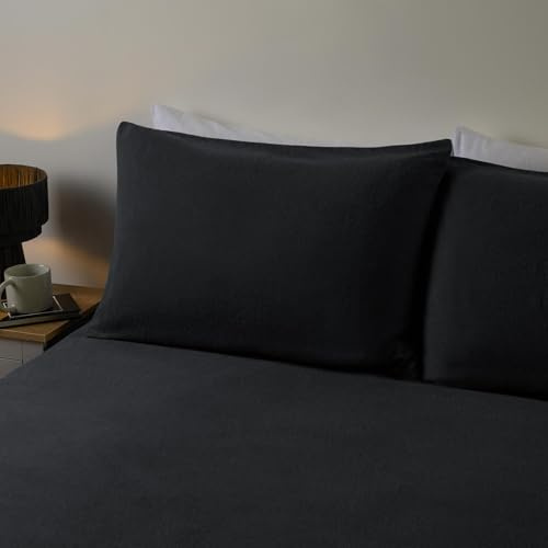 Highams Charcoal Grey Pillowcases 2 Pack, Super Soft 100% Brushed Cotton Pillowcases 2 Pack Hypoallergenic Standard Pillow Covers with Envelope Closure, 50 x 75cm
