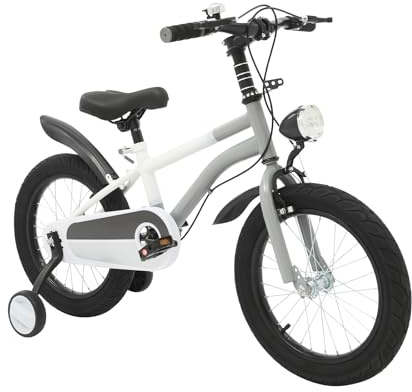 GXSFLG 16 Zoll Kinderfahrrad, mit Stützrädern LED-Beleuchtung, für 5-8 Jahre, Höhenverstellbarer Sattel und Lenker, 60kg Tragkraft, Robuster Hochkohlenstoffstahl-Rahmen, Sicherheitsbremsen