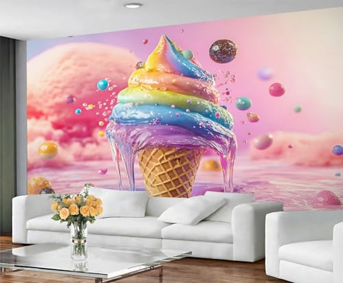 YXQAIED Wallpaper Ice Cream 450x315 cm, Donut Mural Wallpaper, Cute Girl Wallpapers for Living Room Bedroom, Large Murals & Home Decor