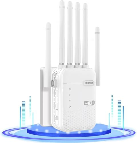 WiFi Extender Booster,WiFi Repeater,Covers Up to 10000 Sq.ft and 50 Devices,Repeater/Router/Ap Mode,WiFi Repeater with 6 Antennas 2 LAN Ports,1-Click Setup & Ethernet Port