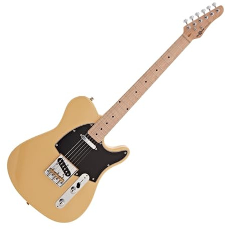 Knoxville E-Gitarre von Gear4music, Butterscotch | Blues-Rock-Ästhetik und Klänge, Ideal für Anfänger oder Fortgeschrittene Gitarristen, Leichter Komfortabler Korpus