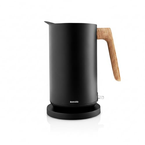 Eva Solo | Nordic kitchen Electric kettle 1.5 L Black |100% drip-free with easy filling system | Black w. wooden oak handle | 220/240 V. 50/60 HZ. 1850-2200 Watt.