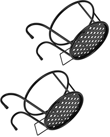 Cosiki Cestas Colgantes de Arte del Hierro, Soportes Resistentes para Macetas, Barandilla Colgante, Soporte para Plantas para Valla de Cubierta, 2 Uds para Jardín Al Aire Libre