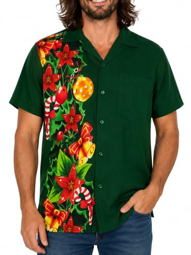 King Kameha Funky Hawaiihemd Herren Kurzarm Fronttasche Hawaii-Print Weihnachten Christmas Designs X-Mas
