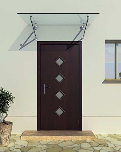 180 x 90 cm Glasvordach Vordach Türvordach Türdach Haustür Klarglas Glas Edelstahl VSG