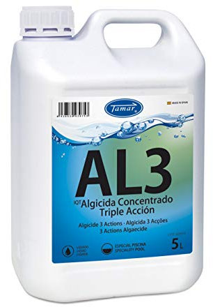 Tamar Algicida 3 Acciones, biocida Especial Piscinas, alguicida no espumante, antialgas preventivo, disolución rápida, acción multiacción 5 litros