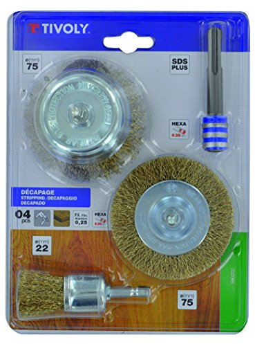 TIVOLY XT20252580202 Brosses mixtes pour Métal sur perceuse , Gris, Set de 3 Pièces