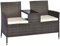 Outsunny Gartenbank Polyrattan 2-Sitzer UV-beständig Sitzbank mit Tisch Kissen Rückenlehne Gartenmöbel Parkbank bis 240kg belastbar Balkonbank für Garten Terrasse Balkon 133x63x84cm, Grau