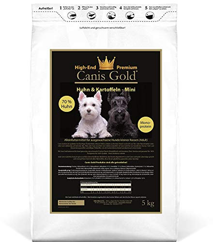 Canis Gold Adult Mini 70% Huhn + Kartoffeln (Monoprotein) | getreidefrei | Trockenfutter (5 kg)