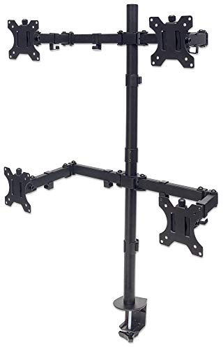Manhattan 461566 Tischhalterung mit Monitorarm für Vier Displays von 13 Zoll bis 32 Zoll und bis zu 8 kg zweifach schwenkbar Schwarz