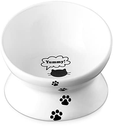 Y YHY Gamelle en céramique pour Chat inclinée pour Chat avec Angle d'inclinaison pour protéger la Colonne vertébrale du Chat, sans Stress, prévention du refoulement, Cadeau pour Chat Blanc