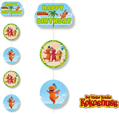 5-TLG. Deckendeko * DER KLEINE Drache Kokosnuss * als Deko für Kinderparty und Kindergeburtstag | Kinder Party Set