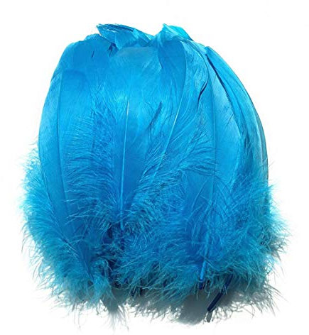 Suneast 100 Stücke Federn Dekoration Natürliche Gänsefedern Weiche Crafts Feather Indianer Federn für Traumfänger Basteln, Kostüme Hüte Schmuck Deko, DIY Ohrring - Blau, 12-18cm