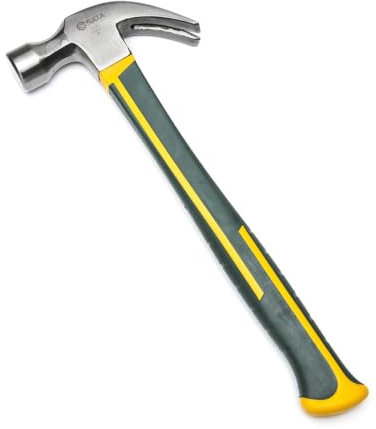 SATA ST92307SC Curved Claw Hammer with 24-oz / 680g High-Carbon Steel Head, with Ergonomic Fiberglass Handle