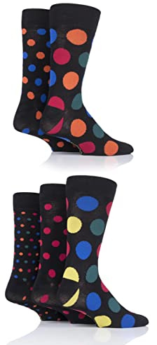 SockShop Men's Patterned Bright Colourful Natural Bamboo Socks Various Designs for Everyday Wear Size 7-11 Pack of 5 Black Jewel 7-11