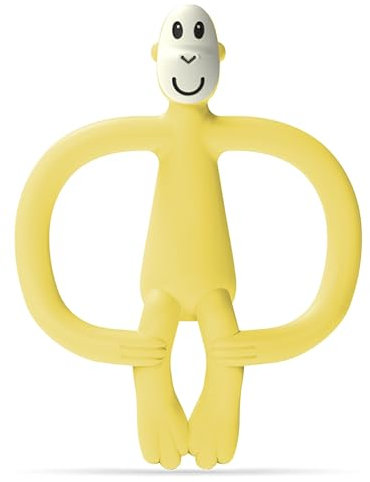 Matchstick Monkey Beißring Affe - Baby Zahnungshilfe - weiche Noppen massieren wundes Zahnfleisch - Silikon - BPA-frei - Greifling für Zahnen ab 3 Monaten - gelb