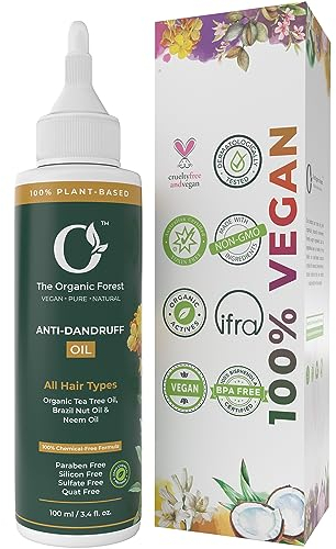 100% Plant Based Anti Dandruff Oil - Blend of Rosemary and Tea Tree for Hair Growth & Dandruff Control - 100% Organic & Chemical Free Anti Dandruff Hair Oil
