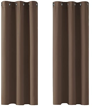 Deconovo Blickdicht Gardinen mit Ösen für Schlafzimmer Thermogardinen Vorhang Blickdicht Thermovorhang Kälteschutz Thermogardine Hitzeschutz dicke Thermovorhang, 138x107cm(HöhexBreite), Braun, 2er Set