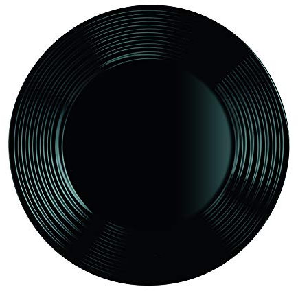 Harena Lined Opal Glass Dinner Set Dinnerware Tableware Plates Microwave Safe Dishwasher Safe Dining Modern (Black, 6 Dinner Plates)