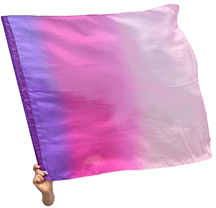 Winged Sirenny Leichte Seidenfahne, Tanzflagge Anbetungsfahne mit flexiblem Stab, Kleine Spielseide für Kinder (lila-rosa)