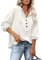 PLOKNRD Womens Oversized Jumper Long Sleeve Button Down hoodies with Drawstring（Creamy White,S
