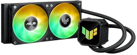 ASUS TUF GAMING LC III 240 ARGB, Dissipatore AIO a Liquido, Nero, 2 Ventole | Sistema di Raffeddamento della CPU, 2 Ventole TUF Gaming MF-12 Preinstallate, Tubi da 400 mm Rinforzati, Schermo LCD da 2,8