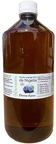 Huile de nigelle certifiée Bio - Pressée à froid - 1 litre - Format économique