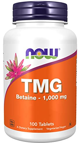 Now Foods, TMG (Trimethylglycin), 1.000 mg, 100 vegane Tabletten, Laborgeprüft, Hochdosiert, Betain, Glutenfrei, Sojafrei, Vegetarisch