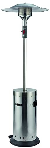 METRO Professional Gas-Heizstrahler GHP5000G (76 x 218 cm, 8kW), Terrassenheizer aus Edelstahl, Heizpilz, stufenlose Regulierung, hocheffizienter Ökobrenner, Transporträdern, Umkippsicherung (silber)