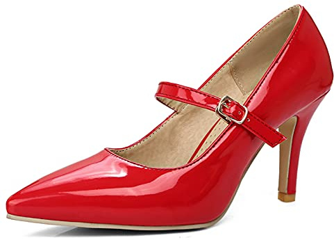 Bviennic Damen Pointed Toe Knöchelriemchen Mary Jane Stiletto Pumps