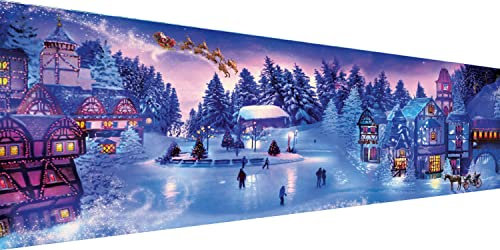 YALKIN Large Diamond Painting Kits for Adults Kids, 5D Christmas Ice and Snow Park DIY Diamond Art Kits 27.6x15.7 inch Full Round Drill Gem Arts Paint by Diamonds Home Wall Decor Relax Christmas Gifts