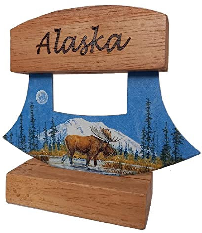 Alaskan Ulu Messer, zweiseitig, Elch und Eisbär-Design