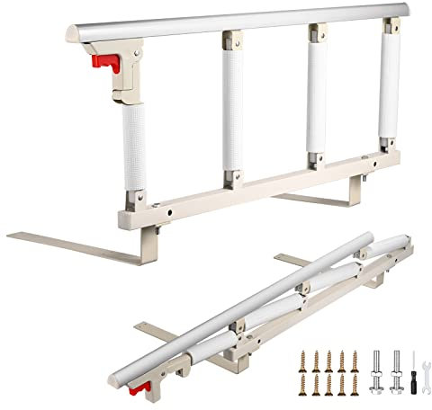Hlieeosfcn Barandilla Plegable Lateral para Cama Adulto, Dispositivos Asistencia Médica Discapacitados,Barra Seguridad, Anticaída Cama Hospital Cabecera Barandillas de Aluminio