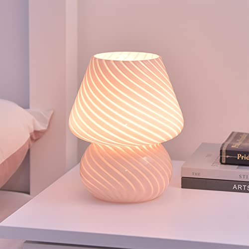 MISNODE Lampe champignon, veilleuse champignon en verre, rechargeable par USB, petite lampe de chevet à intensité variable 3000/4000/5500 K, lampe de table de chambre à coucher, lampe décorative