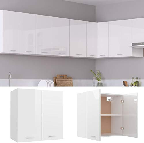 Tidyard Armario Colgante de Cocina Mueble de Cocina Armario Mobiliario Duradero Mesa Trabajo Almacenamiento Cuencos Platos Ollas Alacena Madera contrachapada Blanca 60x31x60 cm