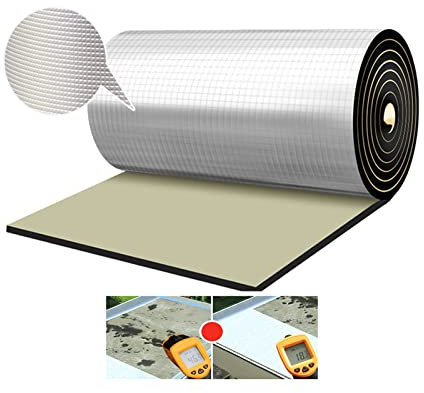 Rollo Aislante Termico,Plancha Alfombrilla Aislante Autoadhesiva, Lámina De Aislamiento, Aluminio Barrera Térmica Resistente Al Calor De Aluminio, Para La Pared Del Techo,10mm（thk）,1*1M(1m²)