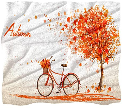 Plüschdecke, Nickerchendecke, Warm Cosy Soft, Mikrofaserdecken,Herbstbaum Fahrrad
